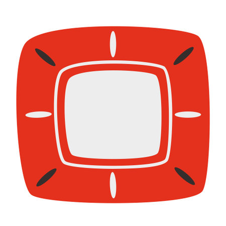 Red square plate. Beautiful kitchen utensil in flat style.のイラスト素材