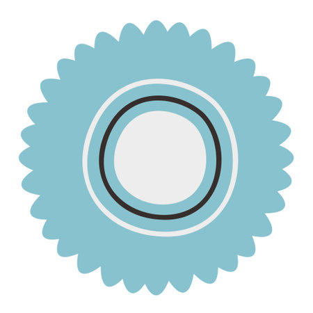 Figured blue plate. Beautiful kitchen utensil in flat style.のイラスト素材