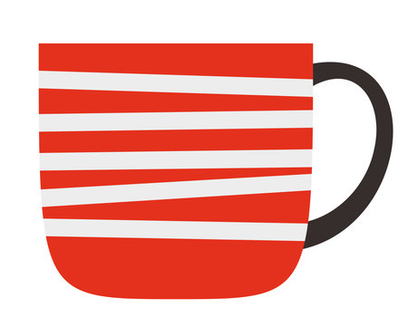 Decorated red cup. Beautiful kitchen utensil in flat style.のイラスト素材