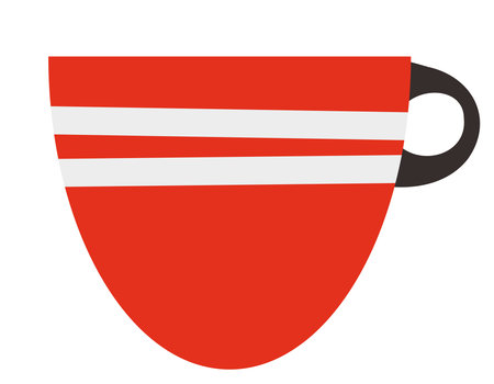 Red cup in flat style. Beautiful kitchen utensil.のイラスト素材