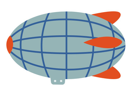 Classic airship in flat style. Vintage transport.のイラスト素材