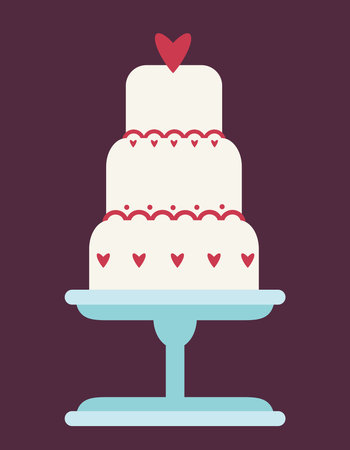 Wedding cake in flat style. Beautiful pastry.のイラスト素材