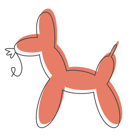 Dog shaped balloon in doodle style. Beautiful holiday item.のイラスト素材