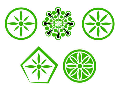 Beautiful green round iconsのイラスト素材