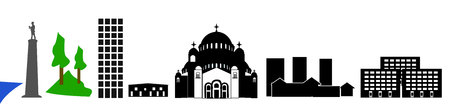 Belgrade landmarks simple illustration.のイラスト素材