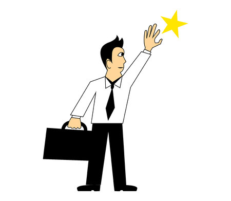 A businessman reaches for the starのイラスト素材
