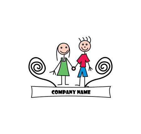 Boy and girl children illustration.のイラスト素材