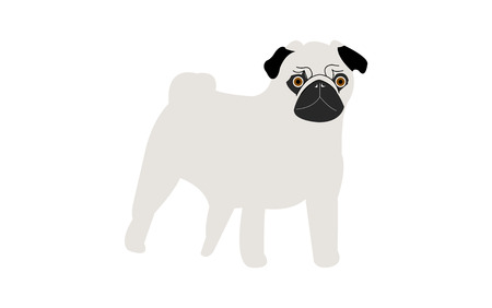 Cute pug dog cartoon illustrationのイラスト素材
