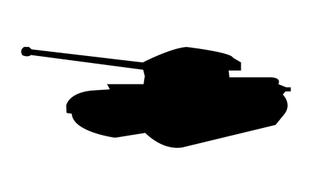 Black flat silhouette of a modern tankのイラスト素材
