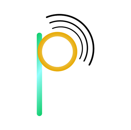 Letter p wifi illustration on white background.のイラスト素材