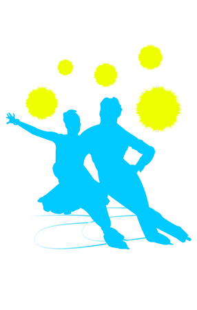 Figure skating couple in lights vector illustration.のイラスト素材