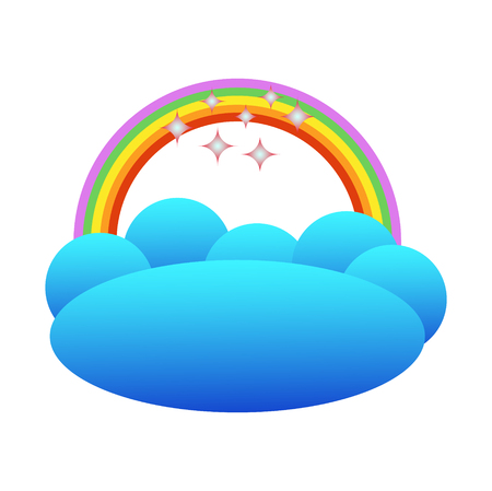 Rainbow and stars above cloud Vector illustration.のイラスト素材