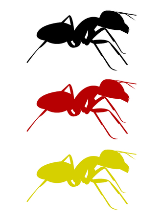 Black, red and yellow ant silhouetteのイラスト素材