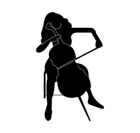 Beautiful woman playing a celloのイラスト素材