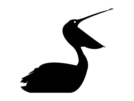 Pelican opening beak silhouetteのイラスト素材