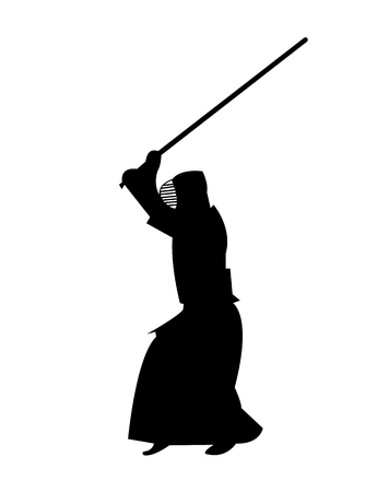 Kendo martial artist with wooden swordのイラスト素材