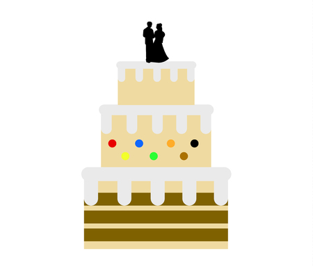 Wedding cake with wedding couple figurinesのイラスト素材