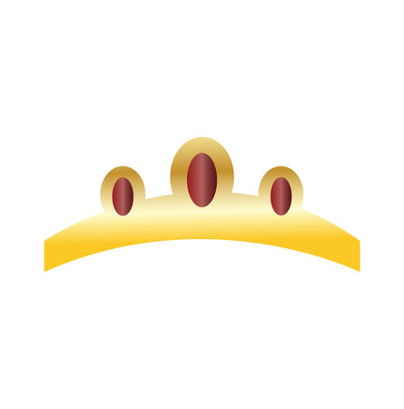 Golden diadem with red jewels, isolated on white backgroundのイラスト素材