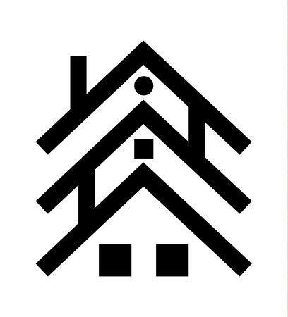 Three houses and roofs graphic logo, isolated on white backgroundのイラスト素材