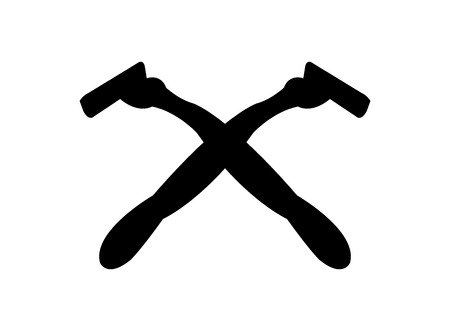 Razors crossed on white backgroundの写真素材