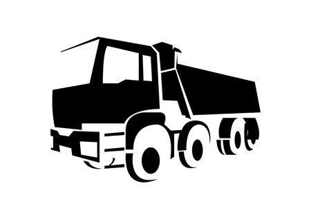 Black truck silhouette on white backgroundの写真素材