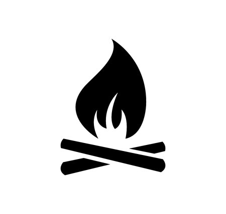 Black bonfire icon on white backgroundの写真素材
