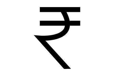 Indian rupee symbol isolated on white backgroundの写真素材