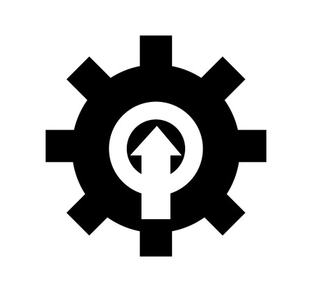 Gear cog upload on white backgroundの写真素材