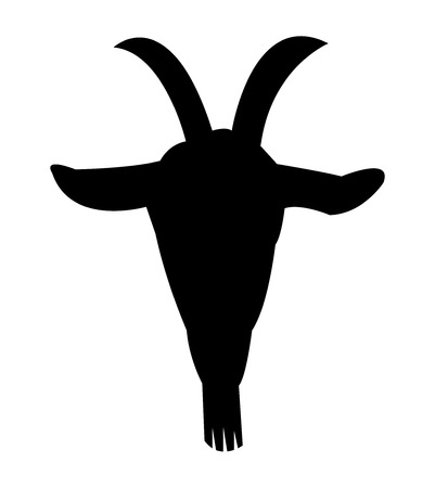 Goat head black silhouette isolated on white backgroundの写真素材