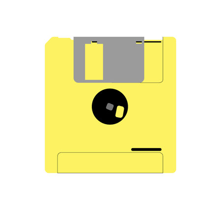 Yellow floppy vector illustration isolated on white backgroundの写真素材