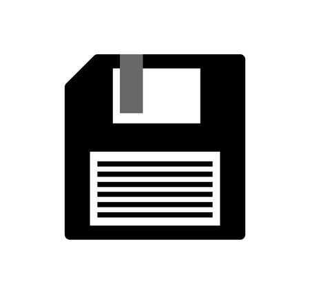Black floppy disk icon isolated on white backgroundの写真素材