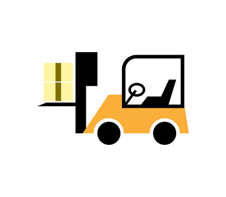 Forklifter cartoon illustration isolated on white backgroundの写真素材