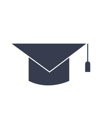 Navy blue colored graduation cap isolated on white backgroundの写真素材