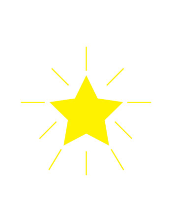 Shining yellow star on white backgroundの写真素材