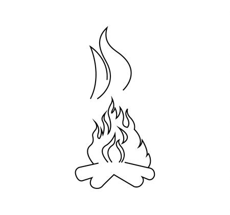Bonfire and smoke icon isolated on white backgroundの写真素材