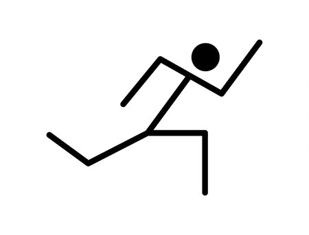 Running stick figure isolated on white backgroundの写真素材