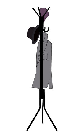 Stand coat hanger with clothes isolated on white backgroundの写真素材