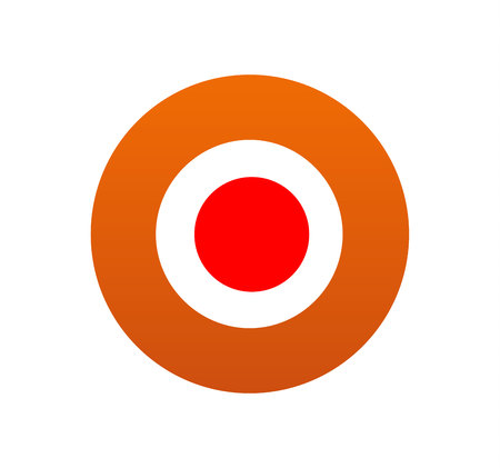 Orange and red target isolated on white backgroundの写真素材