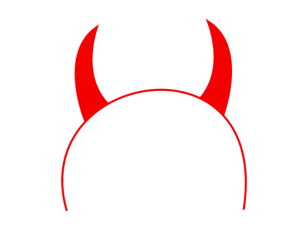Satan devil red horns isolated on white backgroundの写真素材