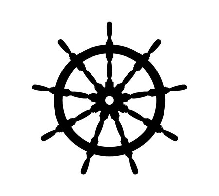Black sail steering wheel silhouetteのイラスト素材