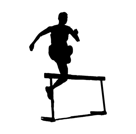 Person jumping an obstacle silhouetteのイラスト素材