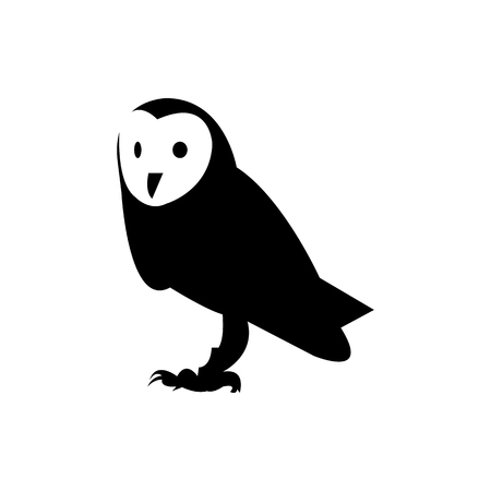 Black owl logo icon on white backgroundのイラスト素材