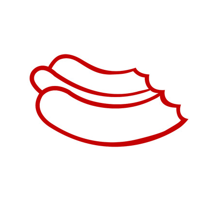 Bitten hot dog logo on white backgroundのイラスト素材