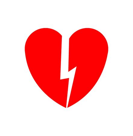broken heart on white backgroundのイラスト素材