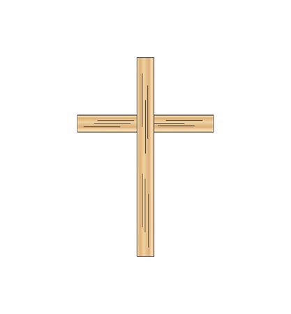 Wooden cross on white backgroundのイラスト素材