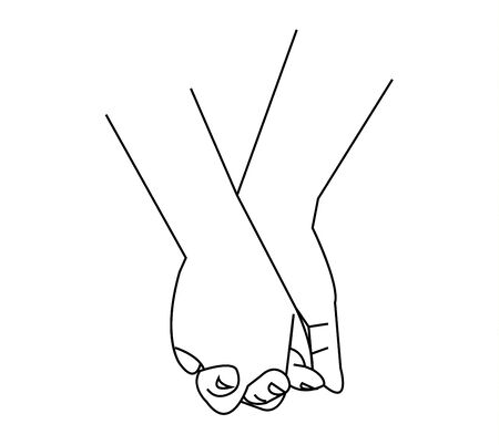Romantic hand holding on white backgroundのイラスト素材