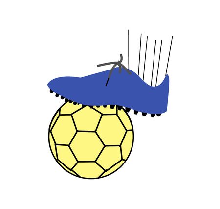 soccer shoe on soccer ball on whiteのイラスト素材