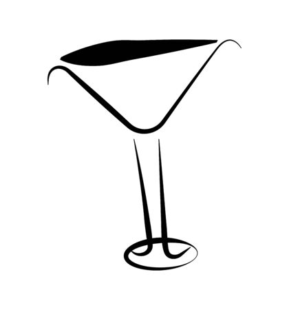 wine cocktail martini glass on whiteのイラスト素材