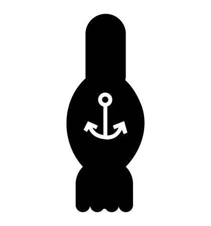 sailor hand with anchor tattoo on whiteのイラスト素材