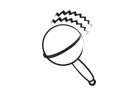 freehand baby rattle sketch on white